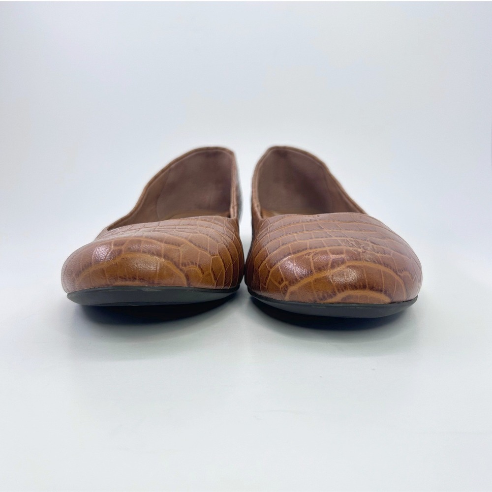 Vionic Hannah Croc Flats Size 9 Brown Embossed Ballet Shoes Work Comfort Slip On - Picture 5 of 12